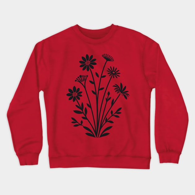 Elegant Monochrome Floral Bouquet Crewneck Sweatshirt by Black & Bloom 